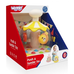 Jucarie Interactiva pentru Bebelusi, Carusel Rotativ cu Animale, 6 luni+, Plastic, Roz/Galben - Img 8