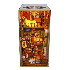 Kit Book Nook - Casuta Miniatura DIY cu Lumini LED, Puzzle 3D din Lemn, Decor pentru Biblioteca - Img 5