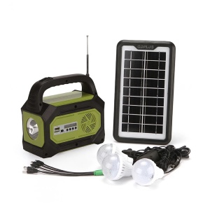 Kit solar camping GD-8073, Radio FM, MP3, Bluetooth, Lanterna, Powerbank, 3 becuri LED