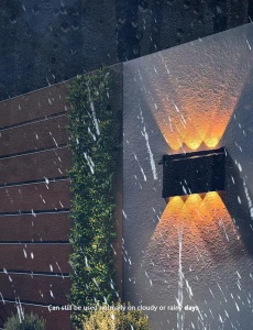 Lampa cu panou solar 6 LED, Montaj pe perete, Iluminare sus-jos, Lumina alb cald - Img 7