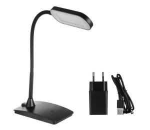 Lampa de birou cu LED, Putere 5V/1A, Functie tactila si USB, Reglabila, Dimensiune 10.5x17x23 cm, Negru mat - Img 3