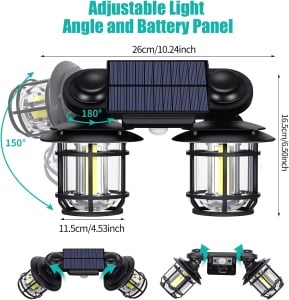 Lampa solara dubla model JD-2217 cu 192 LED COB pentru grădină și terasă - Img 11