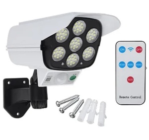 Lampa solara tip camera de supraveghere, Senzor de lumina si miscare, Telecomanda