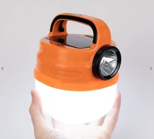 Lanterna cu incarcare solara LED HB-V80 80W cu 5 moduri iluminare, Portocaliu-Alb - Img 2