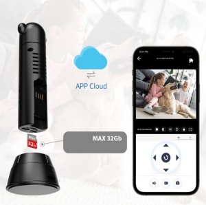 Mini camera de supraveghere SX82, WiFi, tip baby monitor, HD, infrarosu, senzor de miscare, negru - Img 4