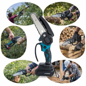 Mini drujba electrica fara fir cu lama de 15cm, 2 lanturi, 2 acumulatori 1300mAh - Img 2
