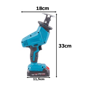 Mini fierastrau alternativ fara fir, 250W, 3000 rpm, 2 x Acumulator 3Ah, 4 Panze 15-20 cm, cu valiza, 33x18x11.5 cm, Albastru - Img 8