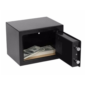 Mini seif electronic, cu set de chei si cifru digital, din otel, 23x17x17 cm, negru - Img 3