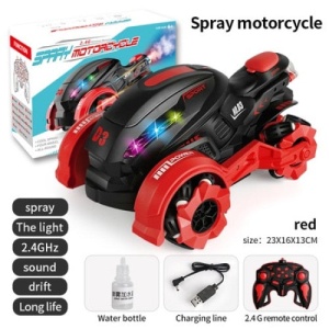 Motocicleta inteligenta de jucarie RC Spray cu aburi, telecomanda, lumini si sunete, rosu cu negru - Img 6