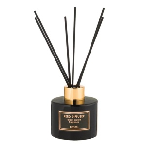Odorizant pentru camera, cu 6 betisoare si ulei , aroma de orhidee, 100 ml, 8.5x8x23 cm, negru - Img 1