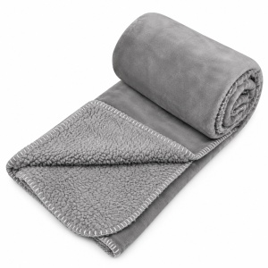 Patura catifelata pentru iarna cu aspect de blana, Dimensiune 200x150 cm, Culoare Gri