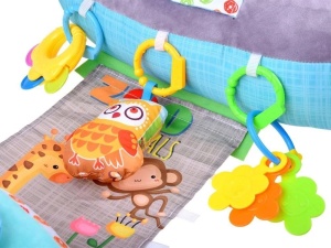 Perna cu activitati pentru bebelusi 0+ luni, 5 in 1, cu jucarii detasabile, in forma de delfin, din plus, Multicolor - Img 4