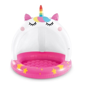 Piscina Acoperita Unicorn pentru Copii, capacitate apa 45 L, dimensiuni Ø102x102cm, alb-roz - Img 4