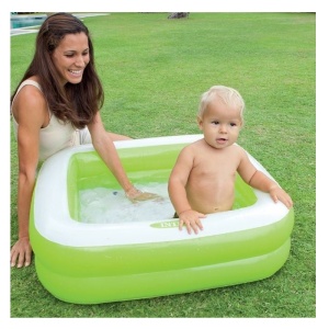 Piscina Patrata pentru Copii, Intex, capacitate apa 57 L, dimensiune 86x86x25cm, verde-alb - Img 2