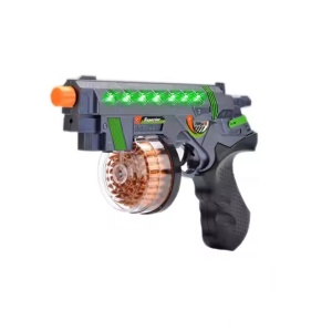 Pistol de jucarie Space Gun, cu efecte sonore, lumini si rezervor gloante, copii 3 ani+, plastic, 23x15x3.3 cm, negru-albastru - Img 1