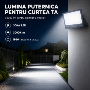 Proiector LED 300W, Iluminat Puternic 30000lm, Pentru exterior sau interior, Protectie IP66 - Img 4