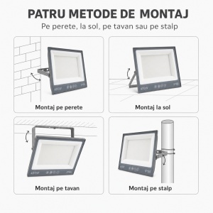 Proiector LED 400W, Iluminat Puternic 40000lm, Pentru exterior sau interior, Protectie IP66 - Img 4