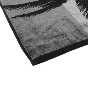 Prosop pentru Plaja, Text "California West Coast" si Palmieri, din Bumbac, 150x75cm, Gri cu Negru - Img 2