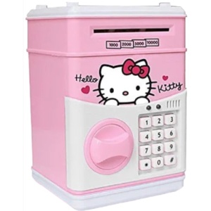 Pusculita Hello Kitty pentru copii 3 ani+ cu functie ATM cod pin si seif, roz - Img 2