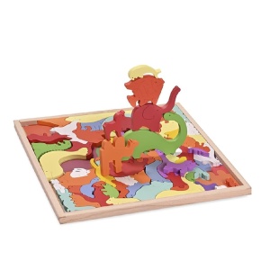 Puzzle 3D tip tetris, cu forme de animale, cu 76 de piese din lemn, pentru copii 3 ani+, 30x30x1.5 cm, multicolor - Img 5