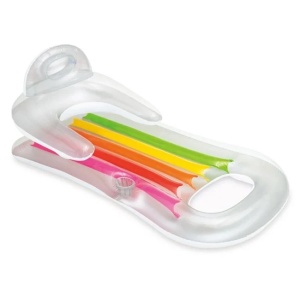 Saltea Gonflabila cu Spatar si Husa, Intex, 1.60x0.85 m, Transparent - Img 2