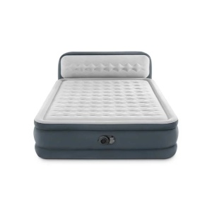 Saltea Gonflabila, Intex, cu Suport pentru Cap si Pompa Incorporata, 236x152x46cm, Alb-Gri - Img 3