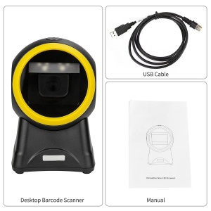 Scaner de coduri de bare cu cablu USB, 1D 2D QR, Omnidirectional, negru-galben - Img 8