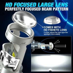 Set 2 becuri auto LED H7 cu lupa si ventilator, CANBUS fara eroare in bord, Putere 150W, Lumina alb-rece 6500K - Img 5