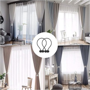 Set 2 clame magnetice pentru perdele si draperii, Negru - Img 3