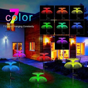 Set 2 lampa solara decorativa tip meduza cu lumina colorata, pentru curte sau gradina, 7 culori schimbatoare - Img 4