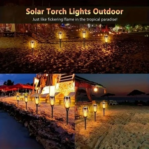 Set 2 lampi solare cu efect flacara, Montaj in sol, Iluminare ambientala exterior - Img 6