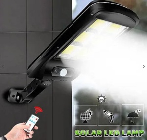 Set 2 Lampi Stradale Solare 150 LED COB cu 6 CASSETE cu Panou Solar Senzor de Miscare Lumina si Telecomanda Inclusa - Img 3