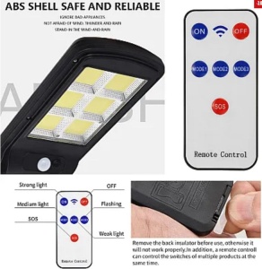 Set 2 Lampi Stradale Solare 150 LED COB cu 6 CASSETE cu Panou Solar Senzor de Miscare Lumina si Telecomanda Inclusa - Img 8