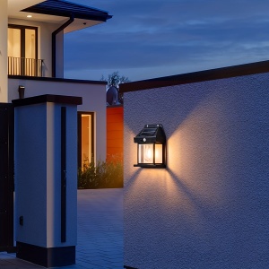 Set 2 x lampa solara de perete, Putere 2W 600LM, Rezistenta la apa IP65, Negru - Img 6