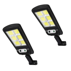 Set 2 x Lampi solare stradale LED, cu 6 cadrane, senzor de miscare, lumina si telecomanda