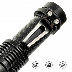 Set 4 Lanterne Tactice LED, Reincarcabile USB, Focus Ajustabil, Impermeabile, Aluminiu, Negru - Img 6
