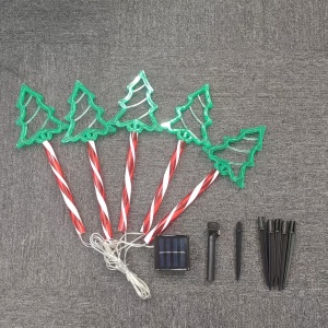 Set 5 x Acadele luminoase cu bradut, Decoratiune de Craciun pentru exterior, Incarcare solara, Dimensiune 40 cm, Alb Cald - Img 9