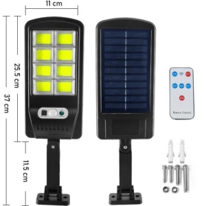 Set cu 2 lampi solare cu 8 cadrane 160 LED COB, senzor de miscare, lumina si telecomanda - Img 3