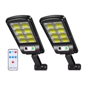 Set cu 2 lampi solare stradale cu telecomanda si senzor de miscare, 8 cadrane 160 LED COB - Img 1