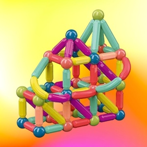 Set cu 46 de piese magnetice de constructie, pentru copii 3 ani+, plastic, usoare si rezistente, multicolor - Img 1