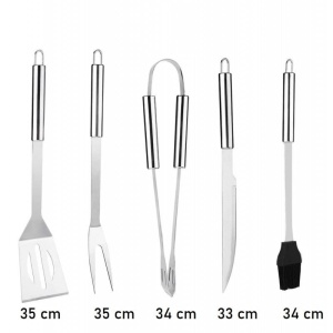 Set cu 5 ustensile pentru gratar din inox cu geanta inclusa - Img 4