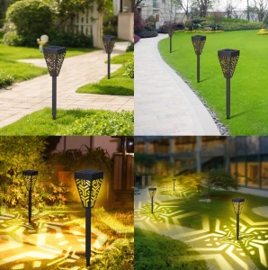 Set cu 6 lampi solare decorative pentru gradina, 2 in 1, suspendata sau infipta, negru, cu lumina alba calda - Img 6