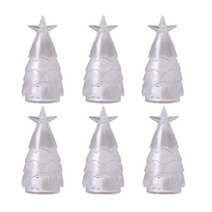 Set cu 6 Lumanari LED Decorative in forma de Bradut de Craciun, Lungime 9cm, Lumina Alba/Galbena - Img 8