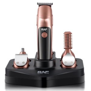 Set cu aparat de tuns fara fir, RAF R4021, 5W, cu 19 accesorii, incarcare USB Type C si suport, 19.5x15x20cm, negru-cupru - Img 4