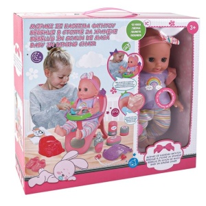 Set cu scaun de masa si papusa bebelus, Accesorii incluse si 12 sunete - Img 3