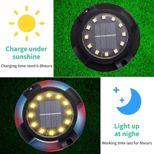 Set de 4 lampi solare pentru gradina, gazon, pardoseala, alee sau perete cu LED-uri RGB, IP65 - Img 2