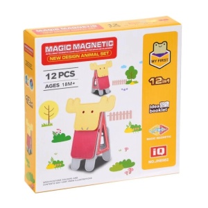 Set manetic de construit, cu 12 piese, pentru copii 3 ani+, 22.5x21x5.5 cm, multicolor - Img 1