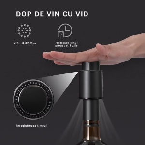 Set Tirbuson Electric, 4 in 1 cu taietor de folie, dop de vid si aerator/varsator de vin, Desfacator Pentru Vin, Premium, Multifunctional, Negru - Img 12
