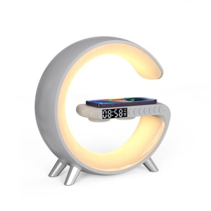 Statie de incarcare mobil cu iluminare RGB si boxa Bluetooth, Alb - Img 2