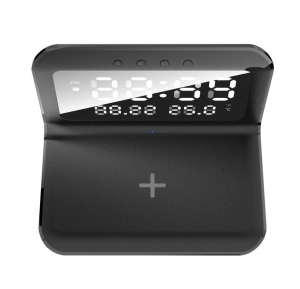 Statie de incarcare wireless rapida 3 in 1, Display LCD, Ceas, alarma si temperaura, alimentare USB - Img 4